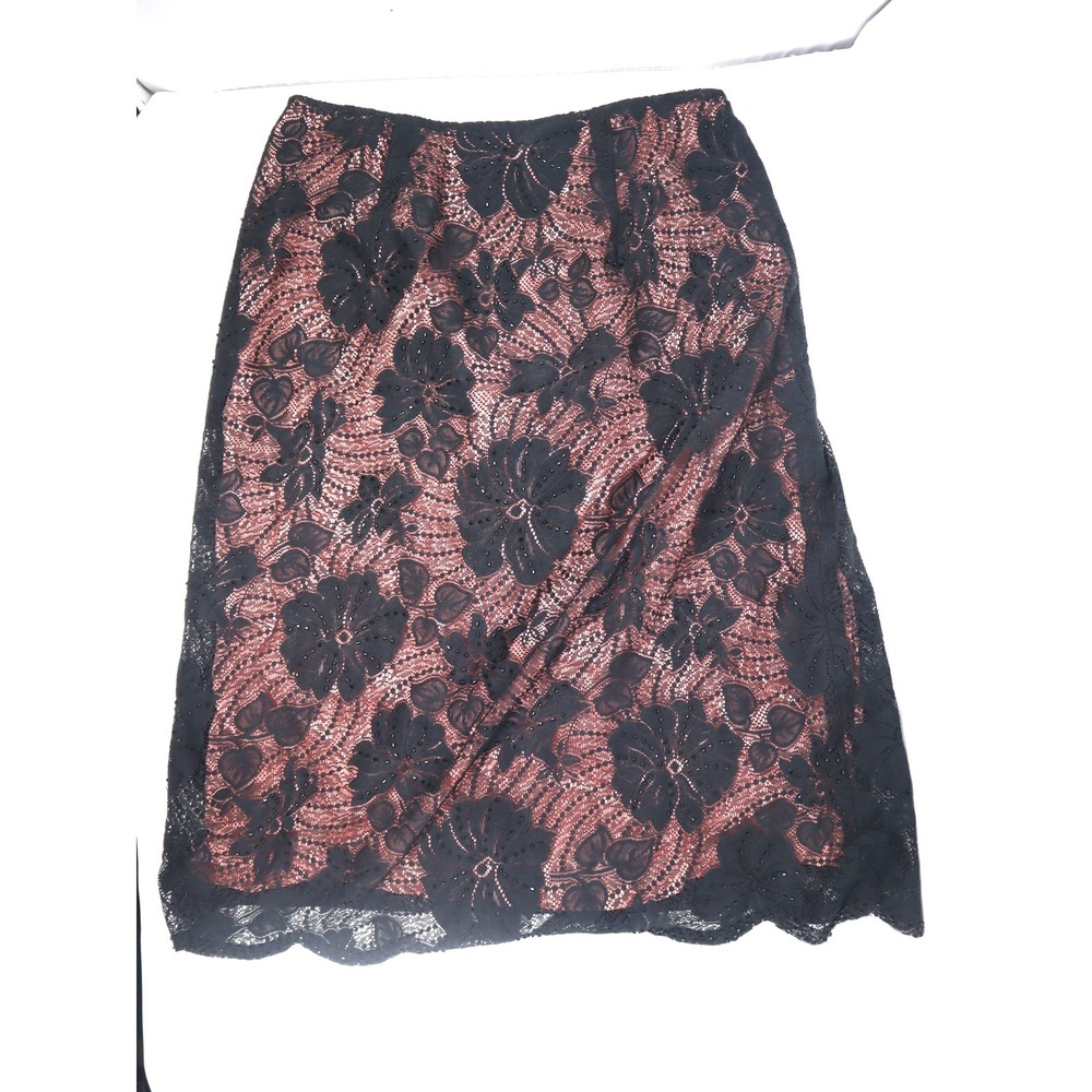 Black Lace Midi Skirt 2 Jade Melody Tam Beaded Floral Overlay Pink Blush Pastel